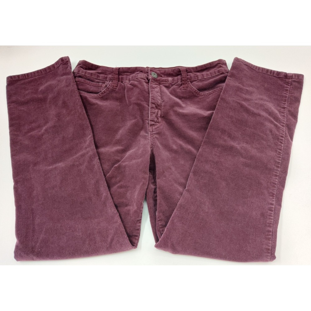 St‎ Johns Bay Womens Straight Leg Corduroy Pants Plum Burgundy Size 16 Mid Rise